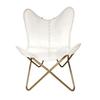 Design Your Home & Living Room With Stylish Genuine White Leather Butterfly Chair - Fully Relaxing And Comfortable Arm Rest Chair