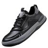 Men Shoes Solid Color Lace-Up Sneaker Pu Leather Hollow Out Breathable Casual Sport Shoe Lightweight No-Slip Zapatos Para Hombre