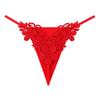 European and American Sexy Light Luxury Embroidered Thong Women's Ice Silk Seamless Low Waist Thin Belt Beautiful Buttocks with Hollowed-out Temptatio
