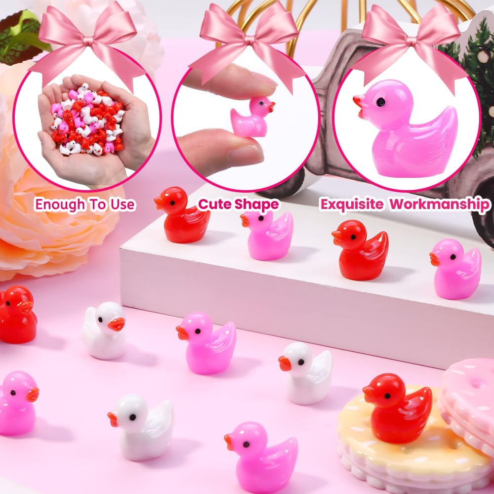50/100Pc Valentines Mini Resin Ducks Valentine'S Day Small Little Resin Ducks For Dollhouse Micro Garden Landscape Decor