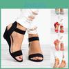 Womens Summer Solid Ladies Fashion Color Sandals Wedge Heels Buckle Strap Roman Shoes