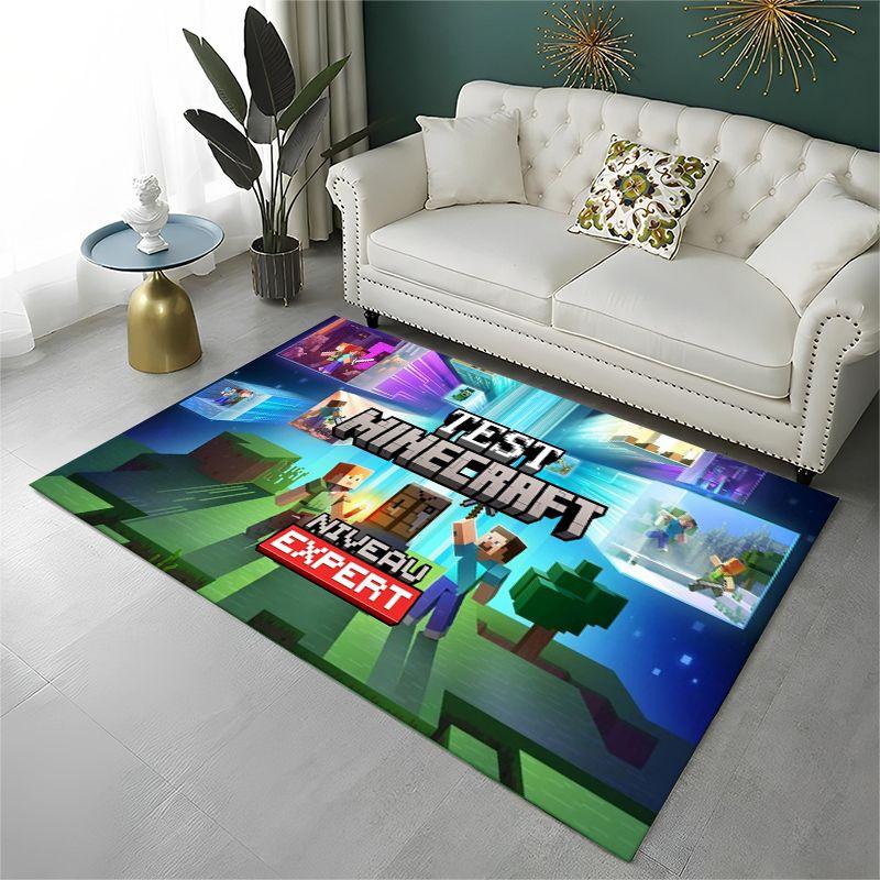 Cartoon S-Sandbox Pixel Bulding Game Non-Slip Area Rug for Living Room,Bedroom,Playroom,Carpet Floor Mat Home Decor Rug Kid Room