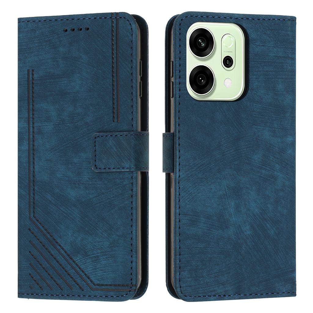 For Oppo Reno14 5G (China)/Oppo Reno14 F 5G/Oppo Reno14 5G (Global) Stand Case Imprinted Lines Leather Phone Cover