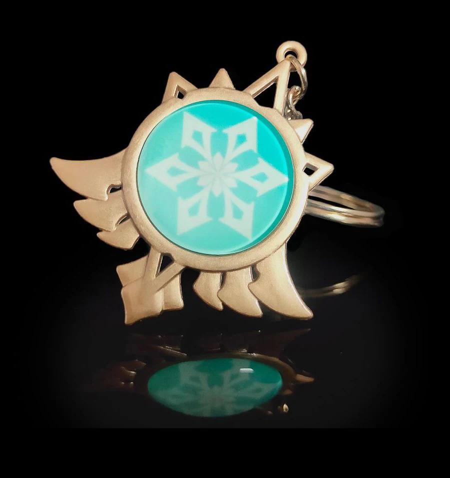 New Teyvat Vision Fontaine Water God Focalors Lyney and Lynette Keychain Luminous 7 Element Eye Of God Toy KeyRing