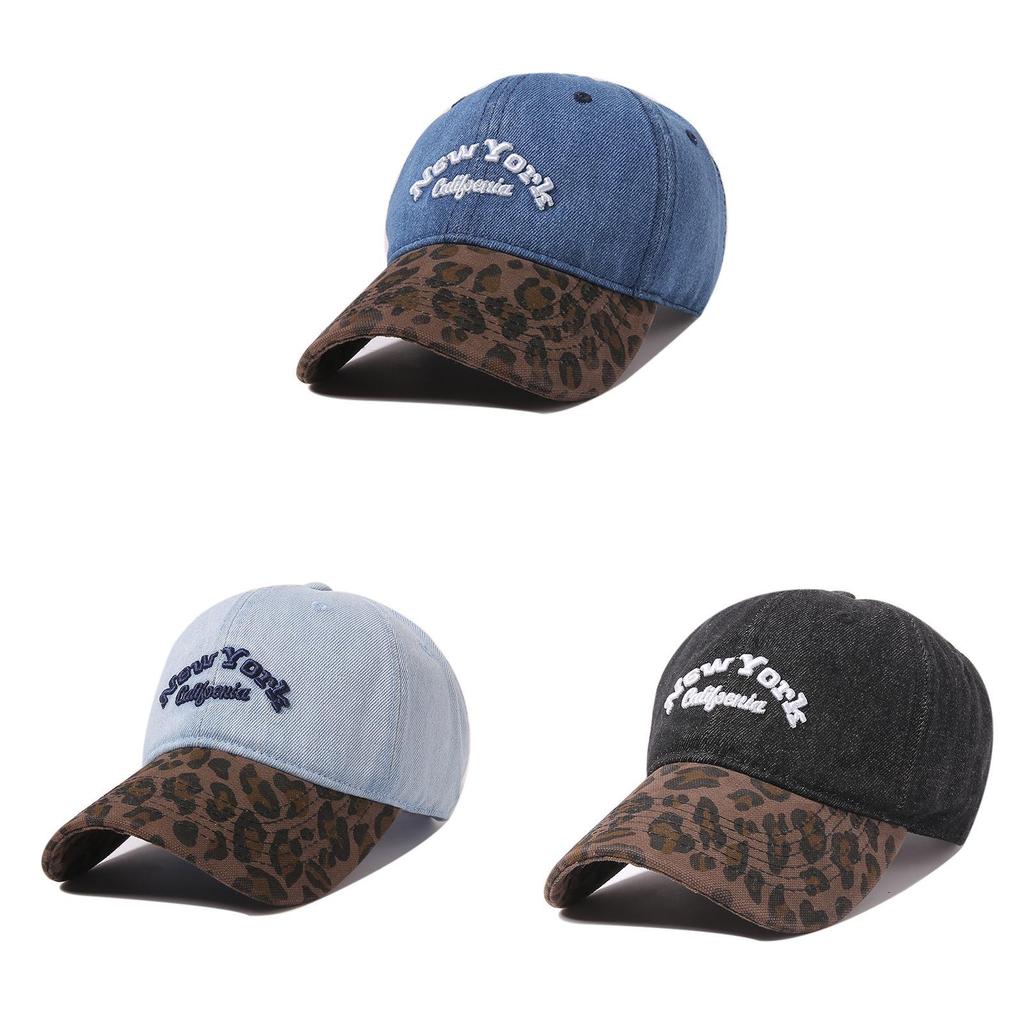 Amerikanische Vintage Baumwoll-Baseballkappe mit Leopardenmuster und Stickerei zum Sonnenschutz