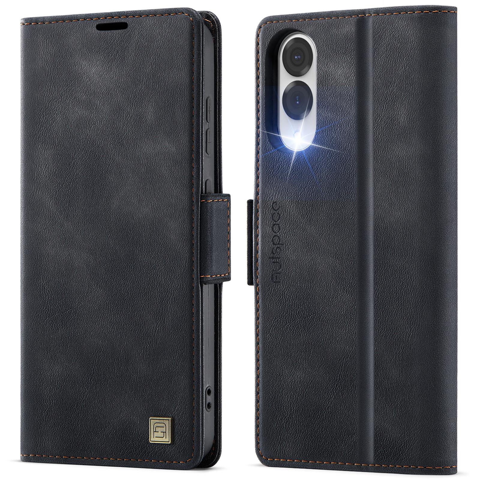 

Для Samsung Galaxy S25 Edge Чохол AUTSPACE A11 Блокування RFID Ретро Шкіряний Чохол-гаманець для мобільного телефону Black