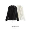 Jnleaog Autumn Women's Clothing European, American and French Style Fashionable All-Match Casual Bows Silk Satin Textured Shirt