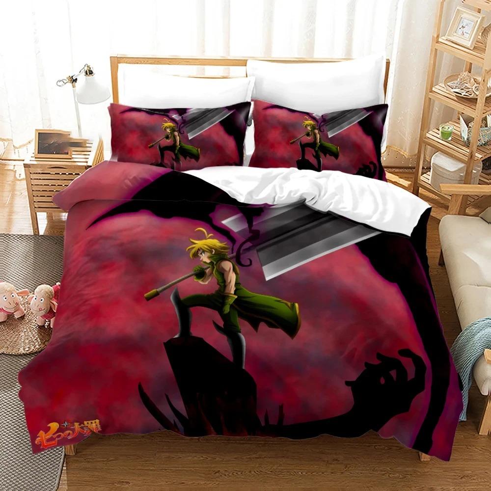 3D Printed Seven Deadly Sins Anime Meliodas Comfortable Duvet Quilt Cover Pillowcase Bedding Set Bedroom Decoration Home Textile