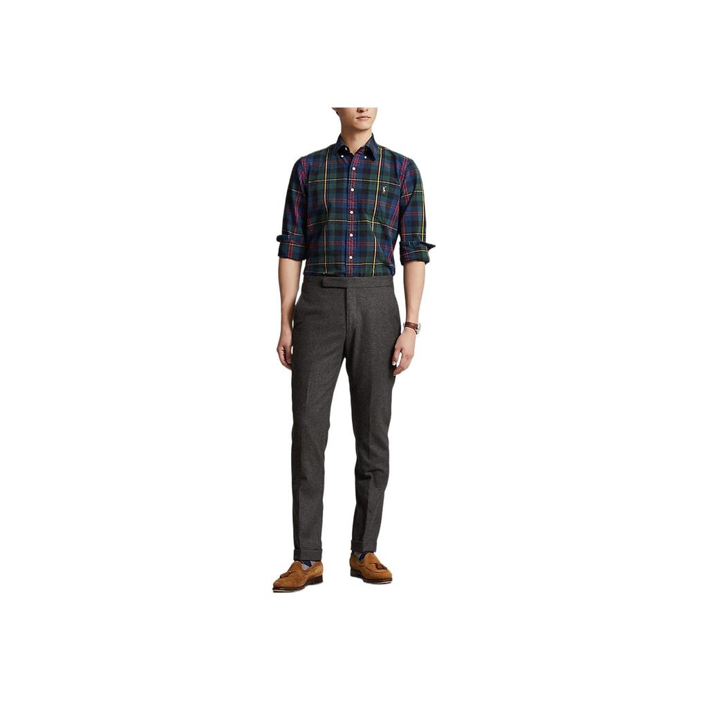Polo Ralph Lauren FW22 Logo Plaid Print Long Sleeve Shirt Men shirts Navy 710885077-003