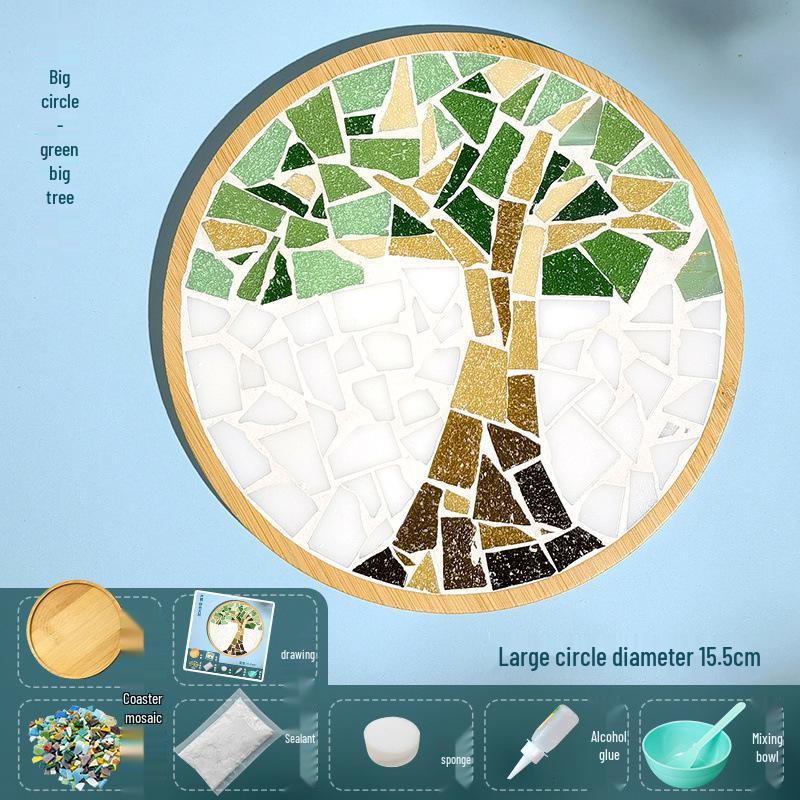 DIY Large Mosaic Coaster Kit: Creative Glass Sticker Pack for Adults & Kids