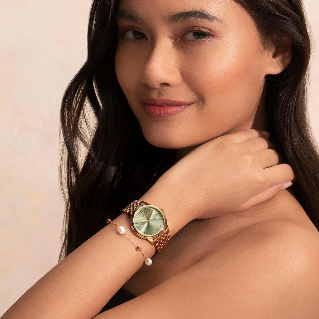 OLIVIA BURTON Women's Classics Watch, 24000130, 32mm, Classic Swirl, Sage Green, Sunray, Gold Bracelet, Authentic