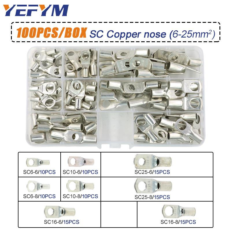 Battery Cable Lug Crimping Tool 10-0 AWG with 100Pcs Copper Ring Terminals 8 Sizes Cable Lugs Set, Heavy Duty Wire Crimper