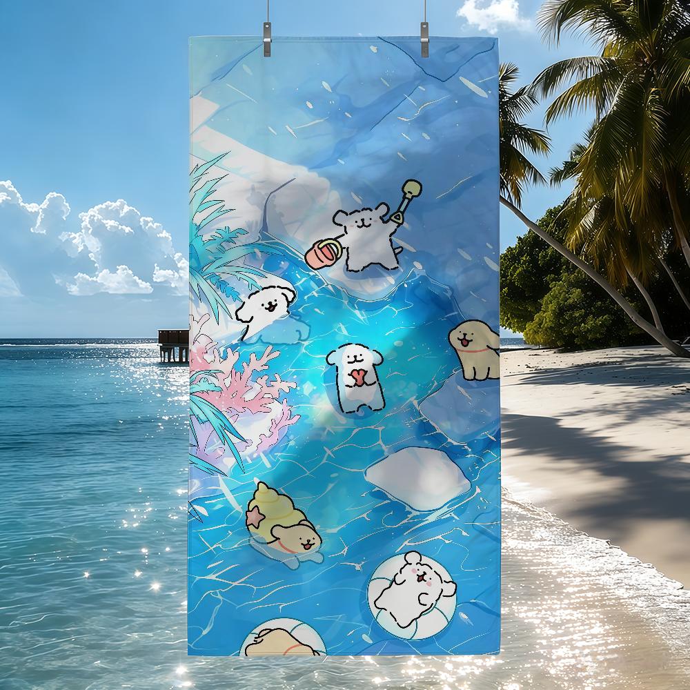Cute Line Puppy Maltese Towel Beach Towel Travel Lightweight Skin Friendly For Pool Beach Camping Cruise Summer