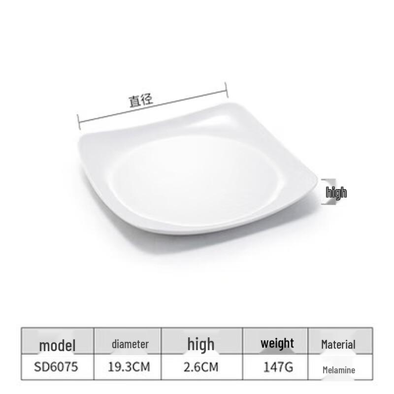 

Melamine Square White Dinner Plate