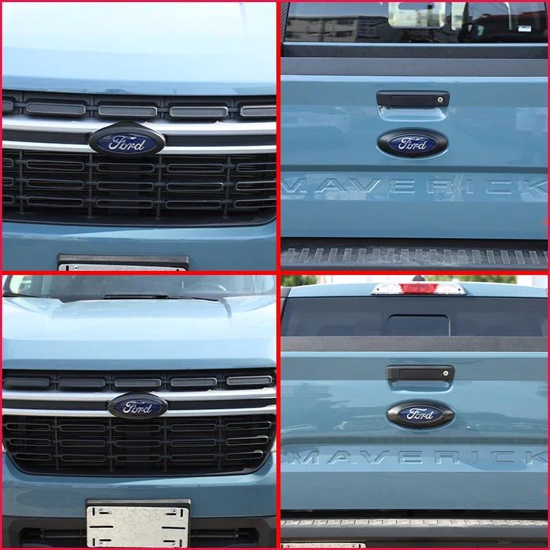 Car Sticker Ford New 2025 Hot For Ford Maverick 2022+ABS Carbon Fiber/ Black Logo Decoration Ring Front&Rear Cover 2026s Accesso