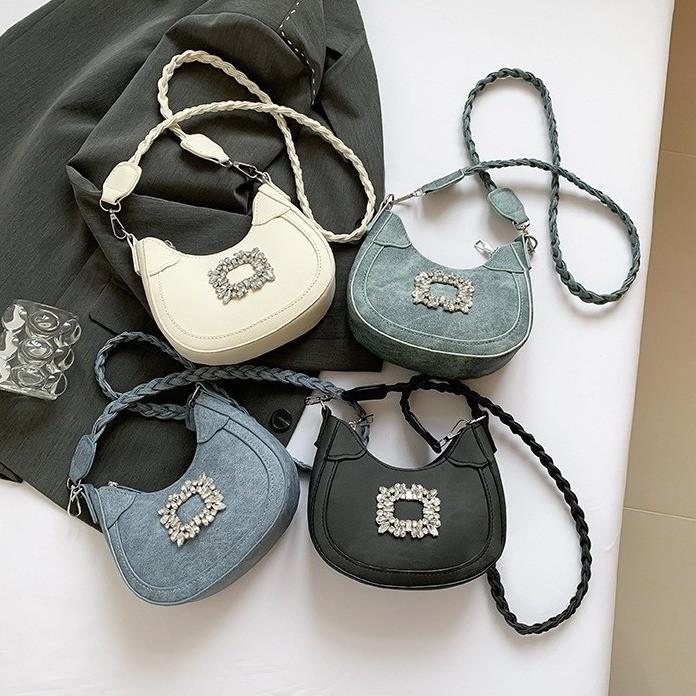 Stylish Pu Women's Messenger Bag Summer 2024 Soft Shoulder Bag In Black Green Blue White