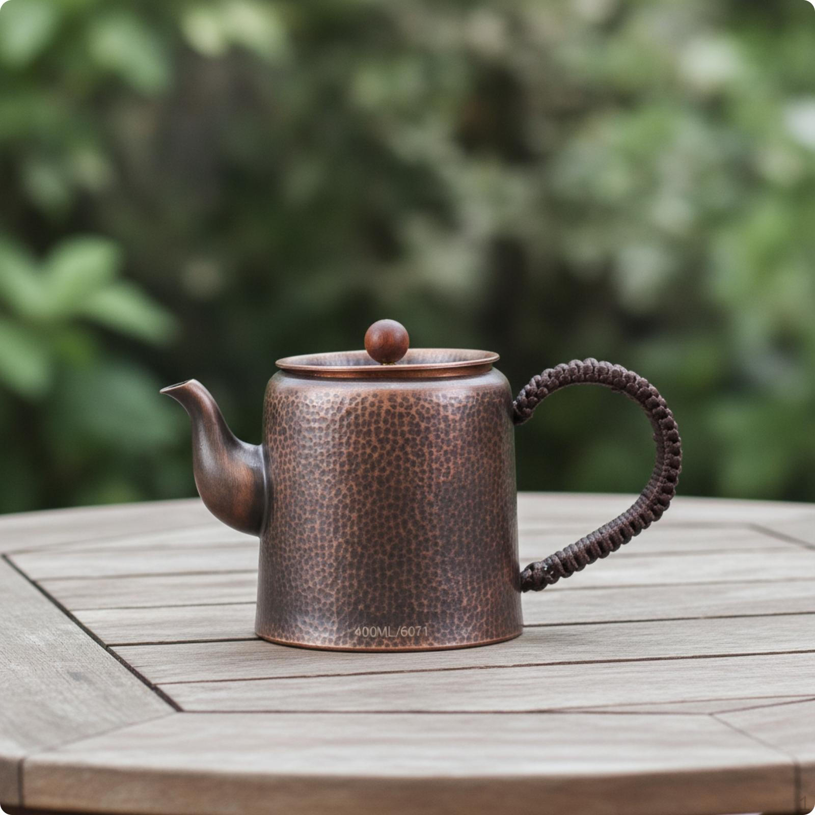 Copper Teapot Handmade Tea Kettle Hammered with Loop Handle for Home Pure