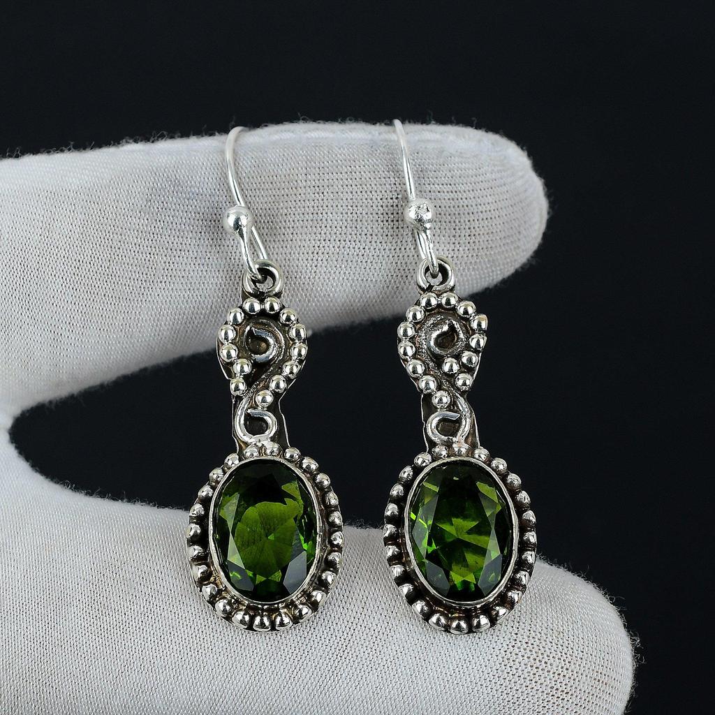 Peridot Örhängen, Handgjorda Örhängen, 925 Sterlingsilver Örhängen, Citrin Smycken Örhängen, Gåva till Hennes, Hängande Örhängen För Kvinnor Gåvor