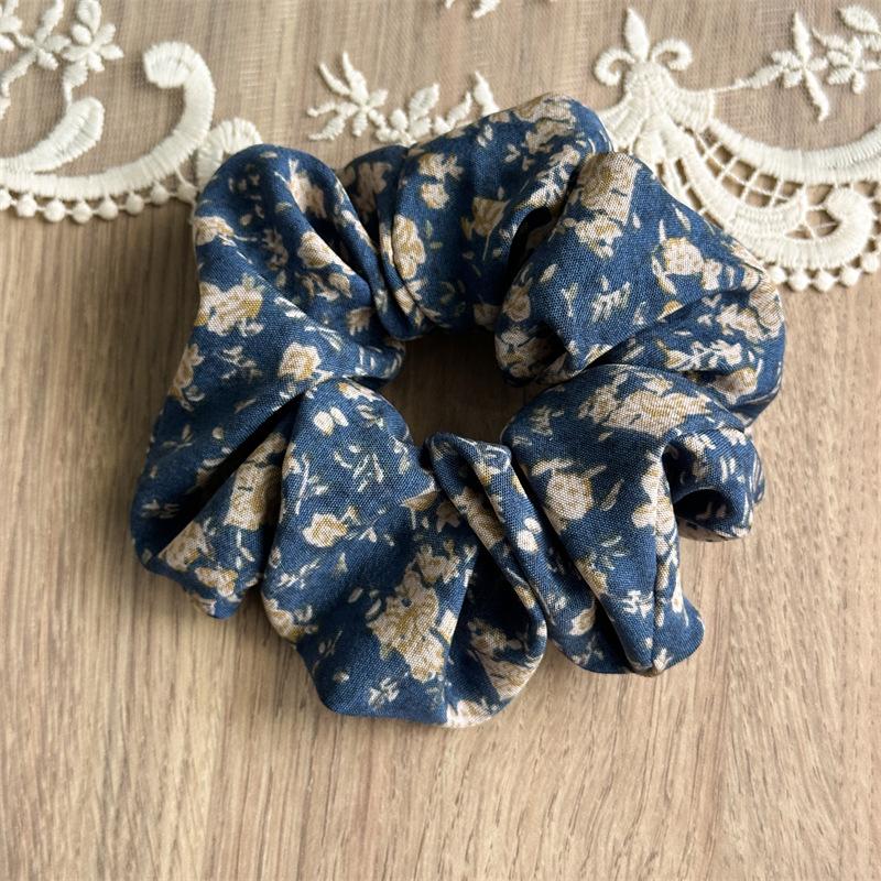 French Retro Floral Ponytail Holders For Women Aesthetic Oil Painting Flower Headbands Versatile Daily Hair Elastic