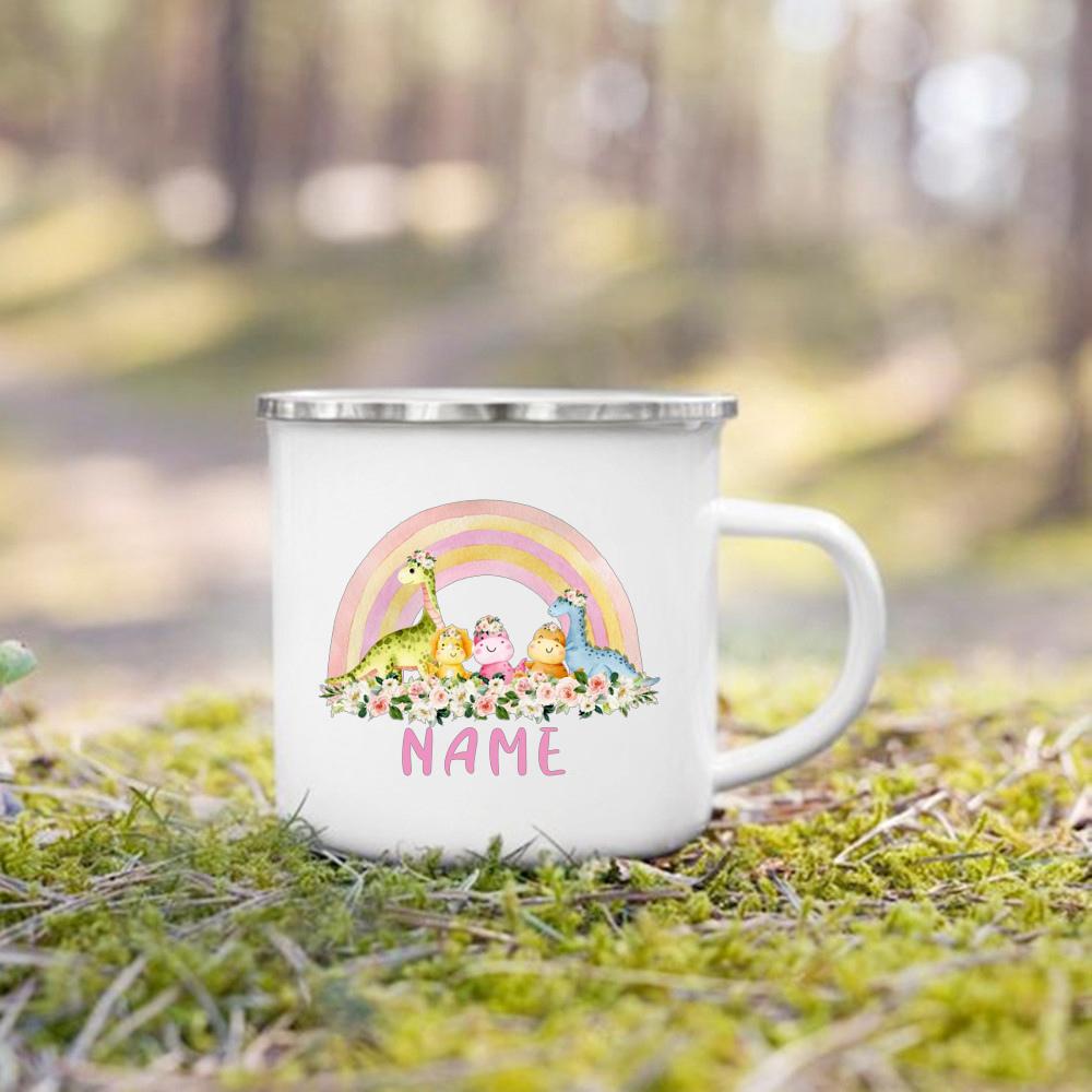 Personalized Rainbow with Name Cup Children Wild Party Juice Milk Mug Custom Boys Girls Handle Cup Birthday Favors Gift for Kids