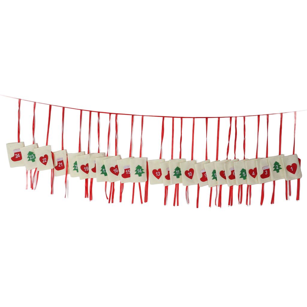 Christmas Advent Calendar Bags Hanging 24 Days Countdown Calendar Pocket for Party Celebration