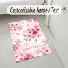 Cherry Blossom Theme Soft Crystal Velvet Rug Custom Name & Text Print Non Slip Floor Rug for Bedroom Living Room