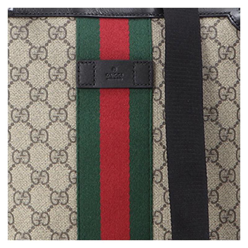 Gucci Einfache klassische gestreifte Gurtband-Leder-Logo-Canvas-Patchwork-Canvas-Tasche Umhängetasche Schulter-Crossbody-Tasche regulärer Herrenstil