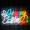 Happy Easter Neon Sign Easter Bunny Neon Light for Wall Decor, USB Powered & Dimmable LED Easter Window Lights for Kids Gifts Bedroom Party