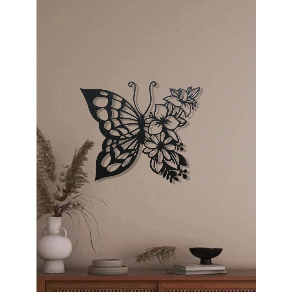 1pc Metal Butterfly Flower Wall Art Decor Iron Hanging Home Living Room Dining Room Bedroom Bathroom Decoration