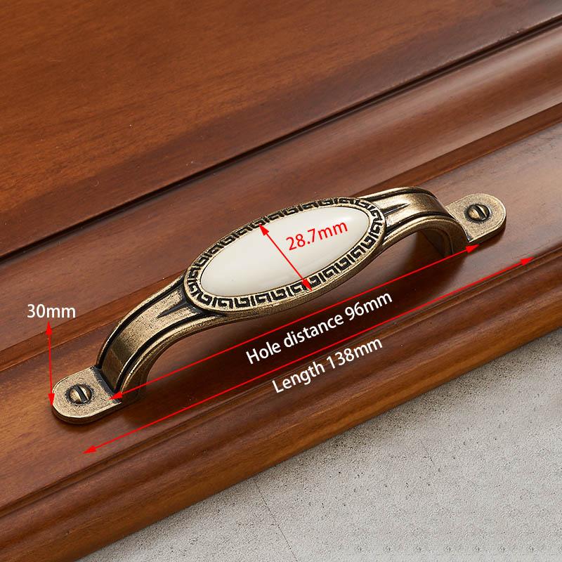 KAK Antique Bronze Ceramic White Cabinet Handles Zinc Alloy Drawer knobs Wardrobe Door Handle Simple European Furniture Hardware