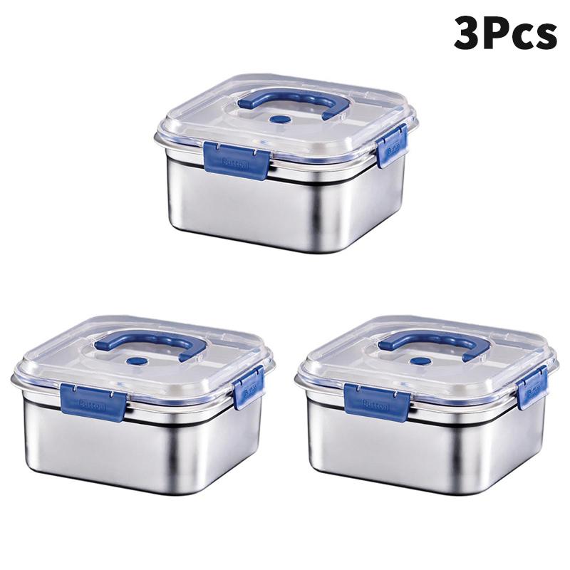 Большой контейнер из нержавеющей стали с ручкой, герметичной крышкой, непротекаемый ланч-бокс, прямоугольный контейнер для хранения свежих продуктов, холодильник