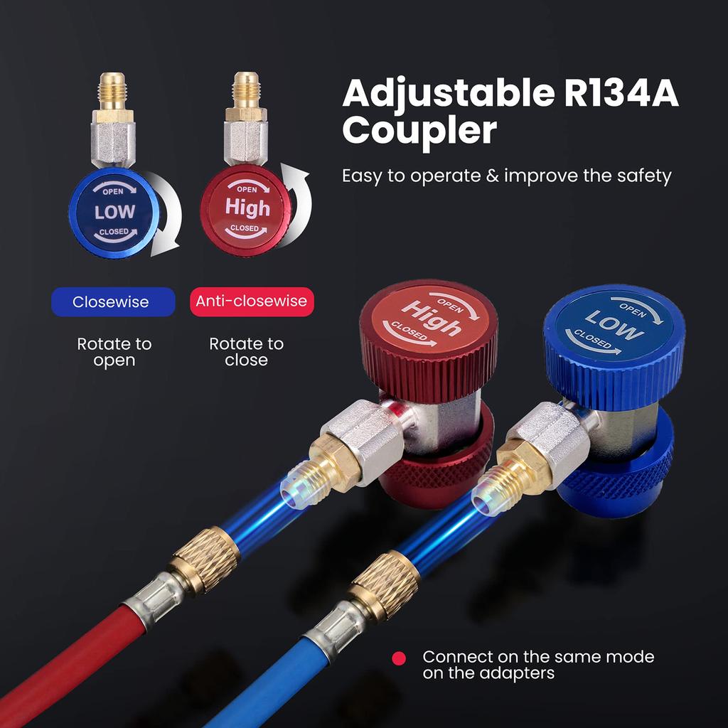 AC R134A Quick Coupler Adapter Fittings Adjustable R134A Connector H/L Manifold Connector For Car Air Condition Recharging