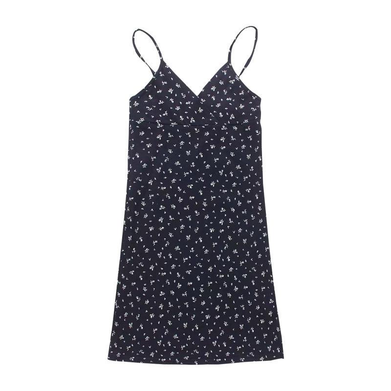 European and American pure desire retro printing v-neck suspender dress women's summer 2026 new floral suspender dress women's clothing