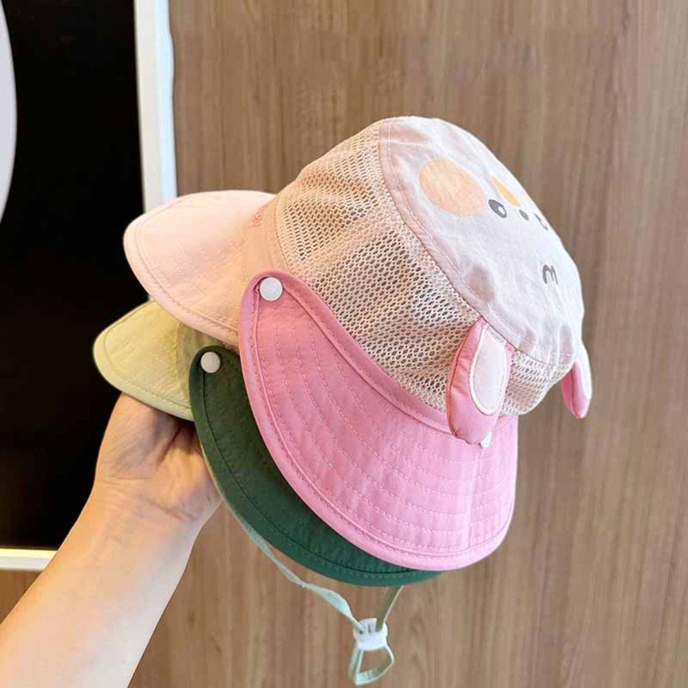 Letter Embroidery Cartoon Animal Bucket Hat Quick-dry Children's Fisherman Hat  Kid
