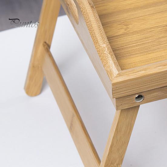 Bed Table Tray with Folding Leg Strong Load-bearing Smooth Edge Burr Free Multifunctional Bamboo Bed Tray Storage Holder
