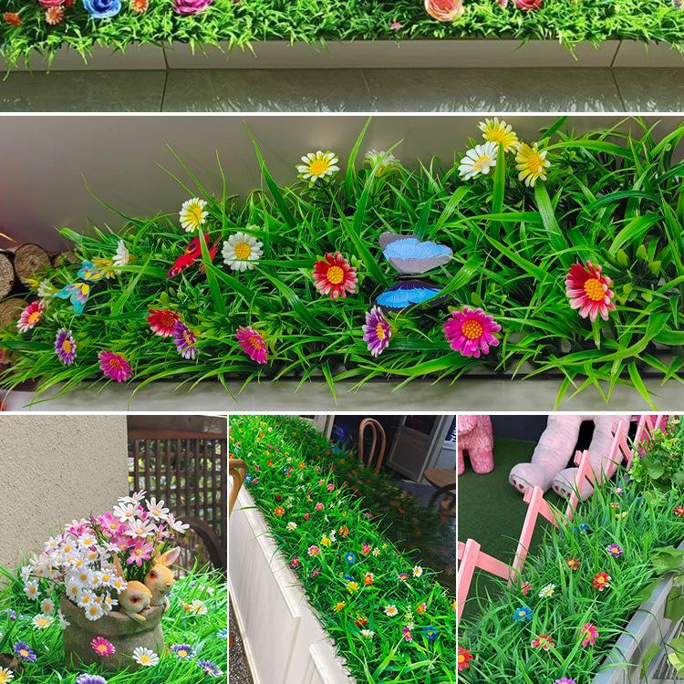 Artificial Lawn Plants with Flowers: Decorative Green Turf Mat for Landscaping and Display