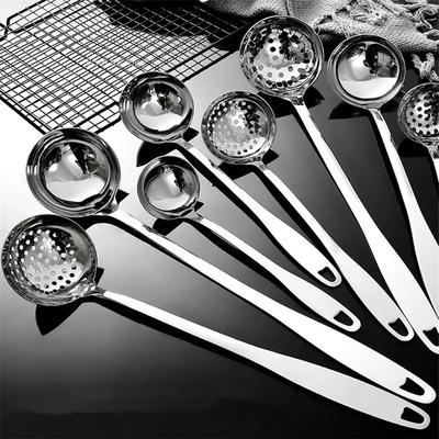 Stainless Steel Colander Soup Spoon Shell  Filter Dessert Long Handle Strainer Skimmer Porridge Spoons Cooking Tools Dinnerware