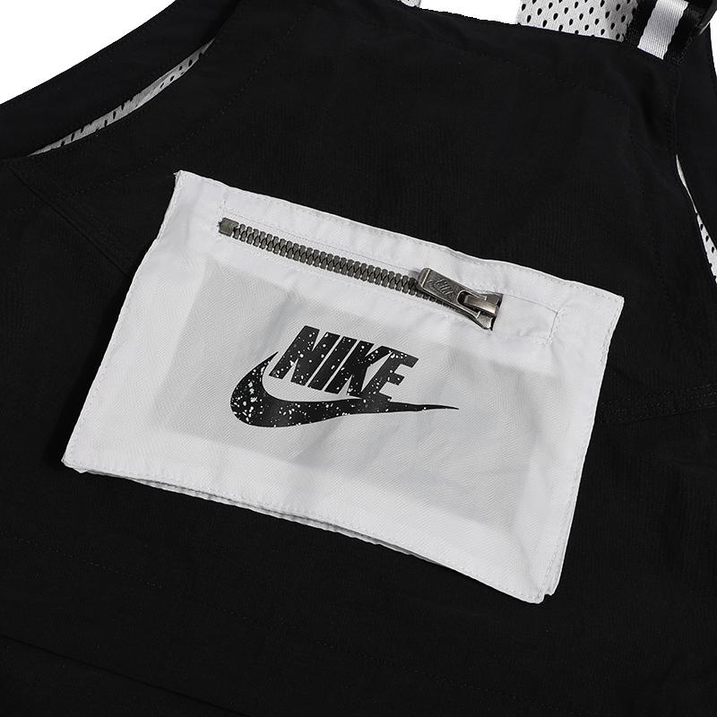 Nike Dětské Nsw Šaty Utility Tkané Logo Popruhové Šaty Dětské Šaty Černé DD7227-010
