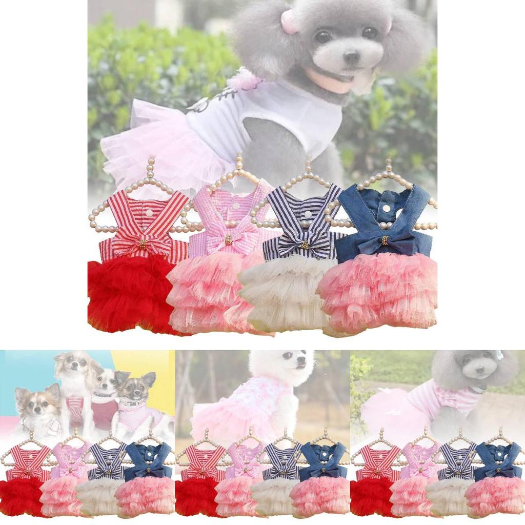 Elegant Red Striped Pet Dress For Small Dogs And Cats Perfect For Summer