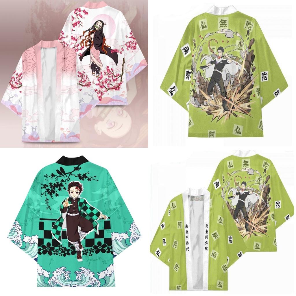 Demon Slayer Cartoon Printed Top Agatsuma Zenitsu Tanjiro Kamado Cosplay Costume