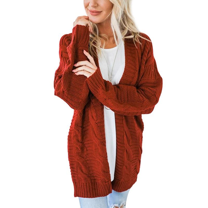 Elegant Women Cardigan Sleeve With Loose Long Fashionable Casual Knitted Sweater