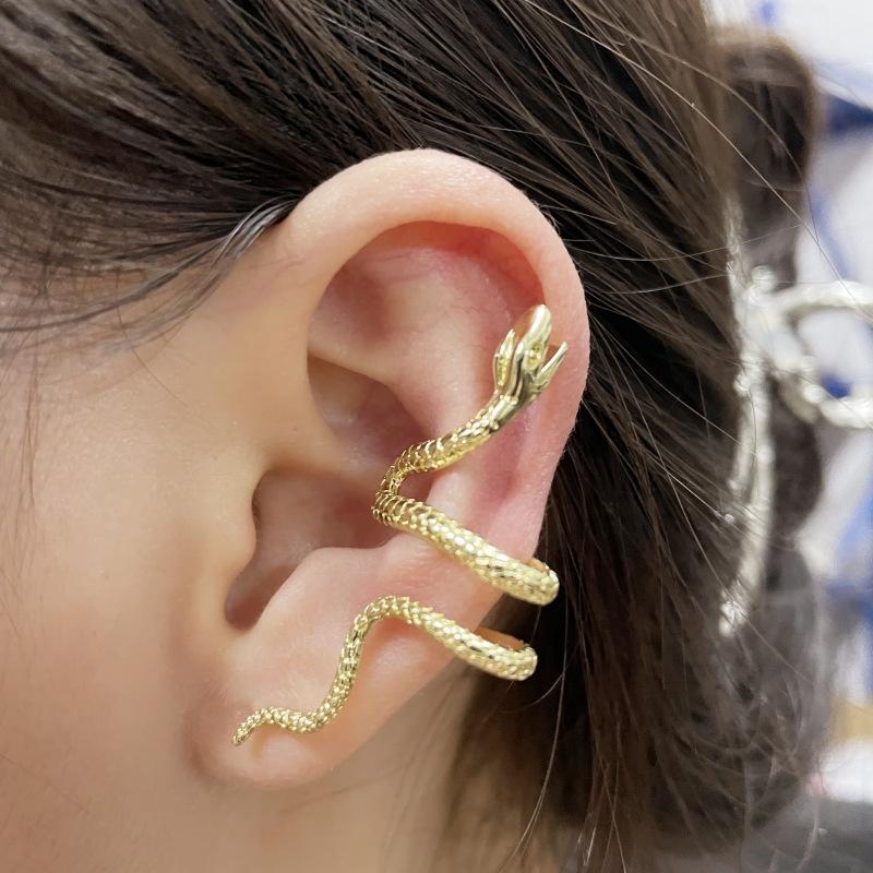 Unisex European & American Punk Snake Ear Cuffs: Non-piercing, Adjustable, Fashion Jewelry