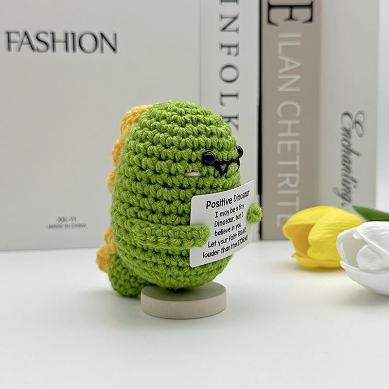 Cute Handwoven Positive Energy Dinosaur Ornaments Handmade Crochet Support Emotional Dinosaur Home Room Decor Christmas Gifts