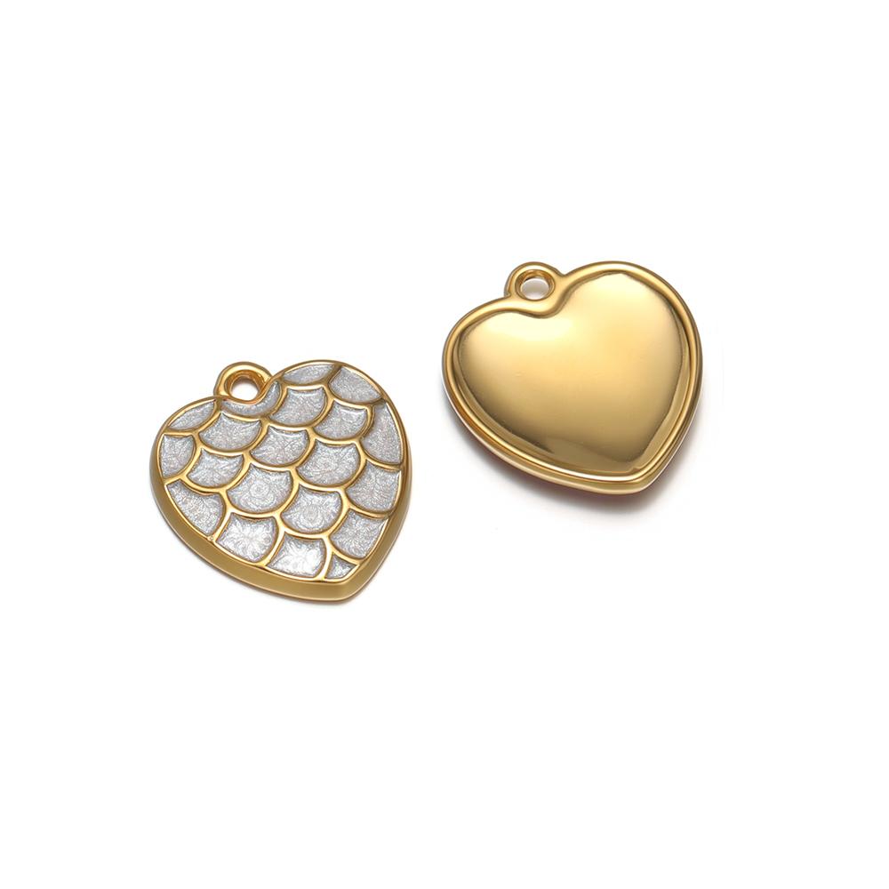 5pcs Stainless Steel Enamel Heart Charms Fish Scales Pendant for DIY Jewelry Findings Necklace Earrings Making Bracelet Supplies