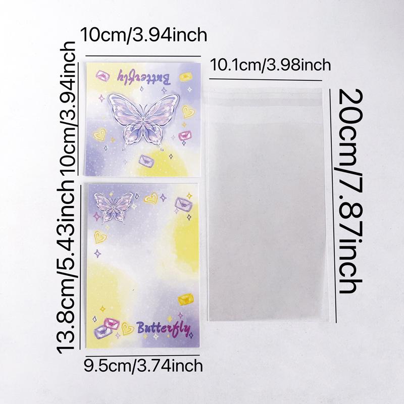 Butterfly Bear Laser Greeting Card Set - Cute Cartoon Pull-Out Packaging 50 Pieces No.10 Staples