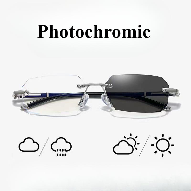 Men's Myopia Glasses  Business Frameless Transparent Anti Blue Myopia Glasses Anti Fatigue Outdoor Glasses