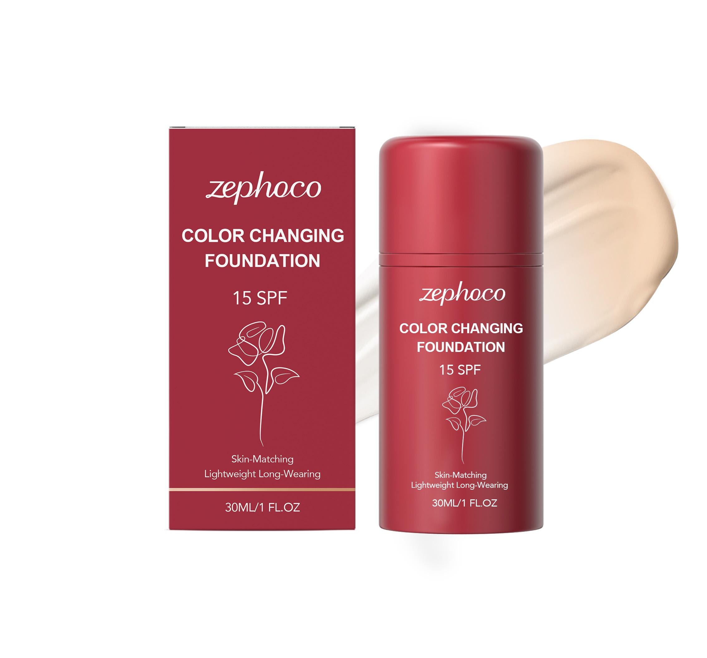 zephoco Temperature Color Changing Foundation Liquid, Lightweight Hydrating Makeup for Natural Glow, Even Skin Tone Blendable 30ml