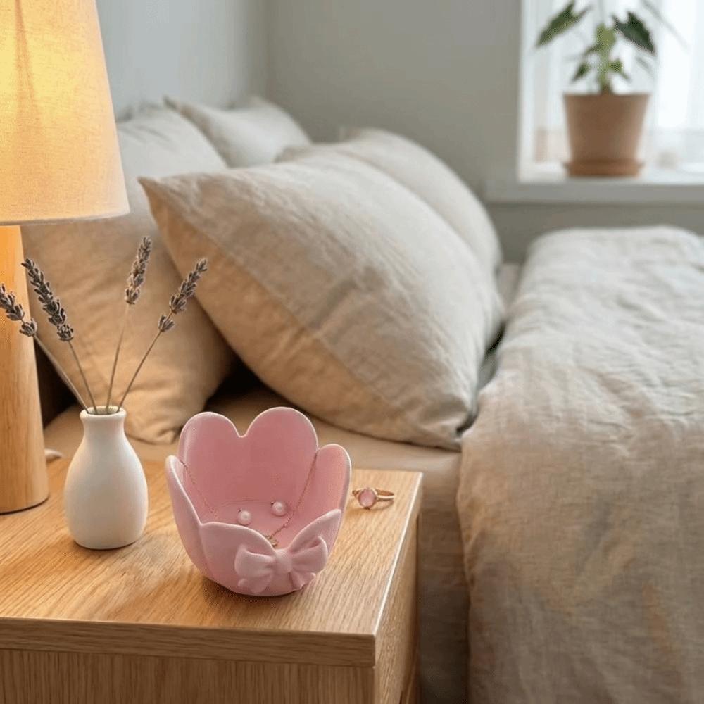 Plastic Material Jewelry Tray Simple Design Key Storage Box New Bowknot Storage Dish Party