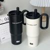 Large Cute Straw Thermos Cup with Handle for Girls – Perfect for Dorm or Office Use