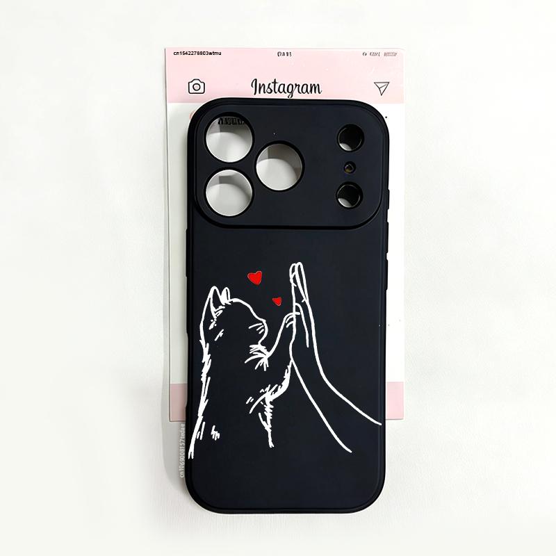 Lustige Katze Hund High Five Silikon Handyhülle für IPhone 15 16 17 Pro Max 14 13 12 11 X XS XR 7 8 Plus BFF Paar Weiche TPU Hülle